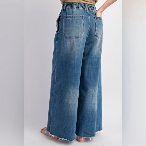 Wide Leg Denim Pants - Picture 2 of 14